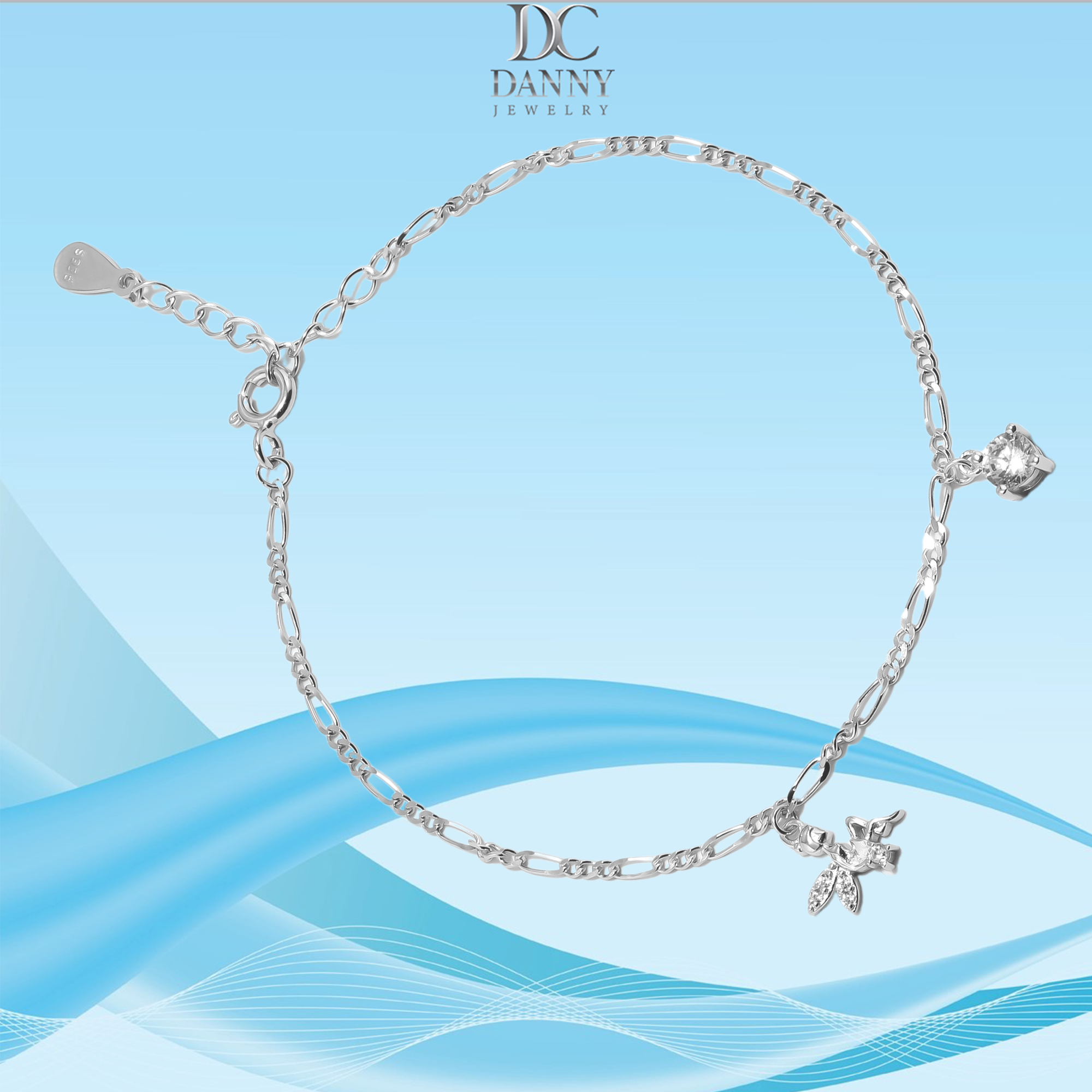 Lắc Tay Danny Jewelry Bạc 925 Xi Rhodium Hoạ Tiết Nàng Tiên Tinker Bell LACY339