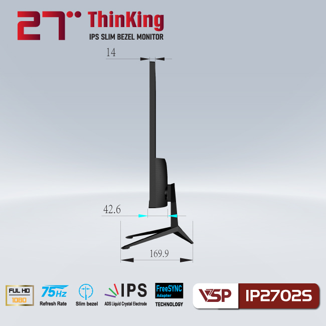 Màn hình VSP IP2702S 27inch (27&quot; IPS FHD 75Hz, HDMI+VGA) - Hàng chính hãng TECH VISION phân phối