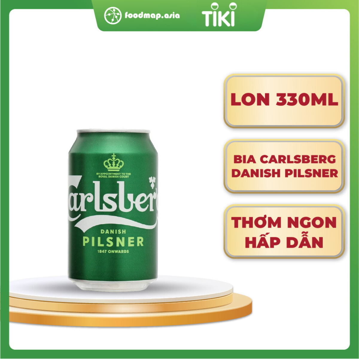 Bia Carlsberg Danish Pilsner - Lon 330ml