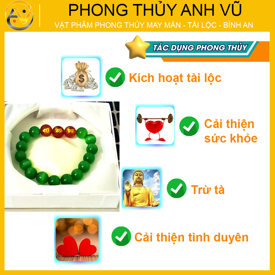 Vòng tay 12 con giáp tam hợp hợi mão mùi - chất liệu đá mắt mèo tự nhiên - size 8 10ly - may mắn tài lộc - Vòng Tam Hợp Anh Vũ