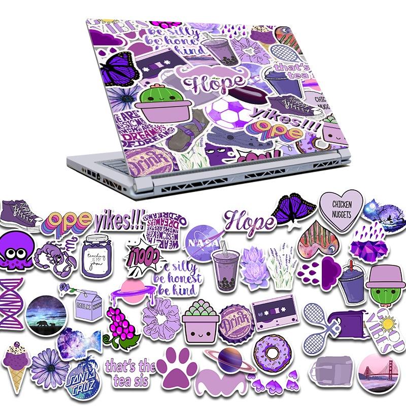 Sticker Purple tone chống thấm nước trang trí mũ bảo hiểm, đàn, guitar, ukulele, điện thoại laptop chủ đề màu tím