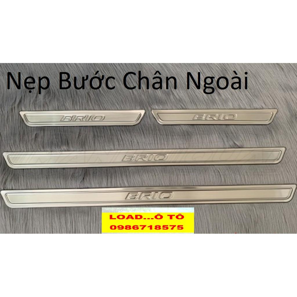 Ốp Bậc Cửa, Nẹp Bước Chân Trong, Ngoài Xe Honda Brio 2022-2019 Chất Liệu Inox Cao Cấp