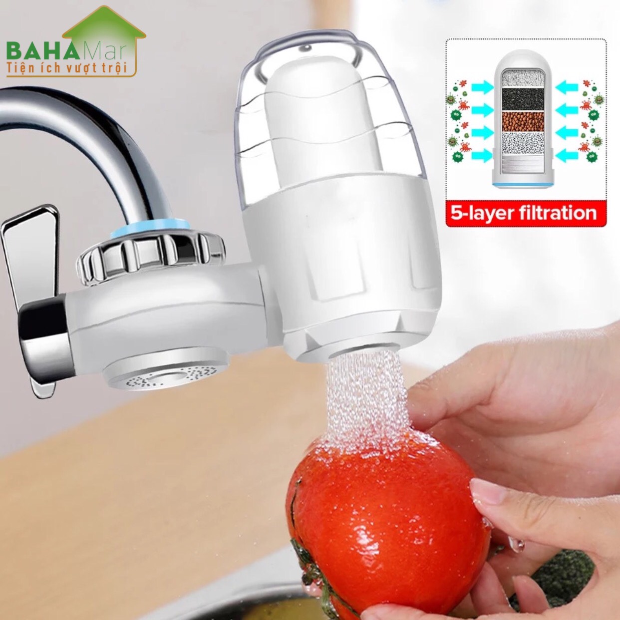 MÁY LỌC NƯỚC KHỬ KHUẨN TẠI VÒI LOẠI BỎ VI KHUẨN, GỈ SÉT, TẠP CHẤT... "BAHAMAR" cho dòng nước tinh khiết mang sức khỏe cho người dùng