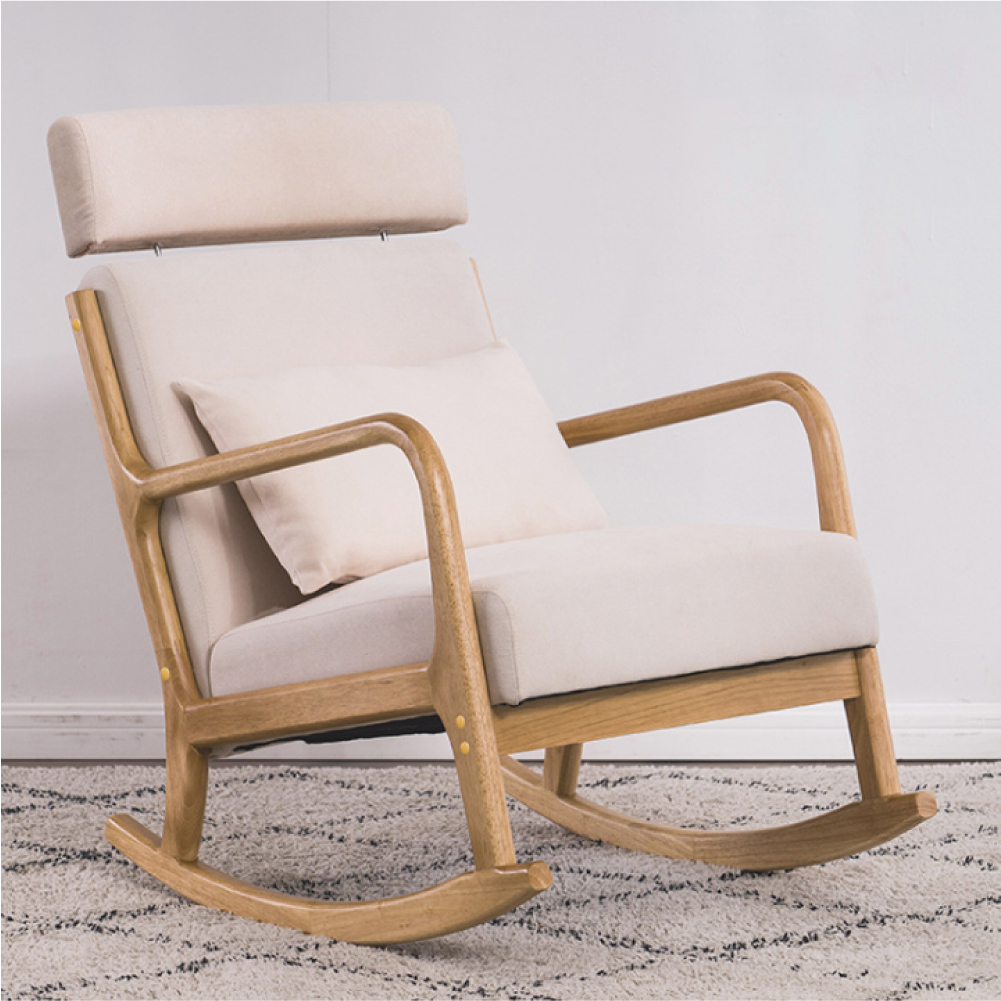 Ghế bập bênh thư giãn có tựa đầu điều chỉnh A286 màu kem, góc bập bênh