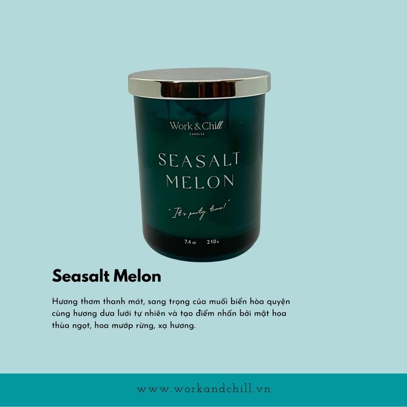 Nến thơm cao cấp Seasalt Melon thương hiệu Work &amp; Chill 7.4 oz