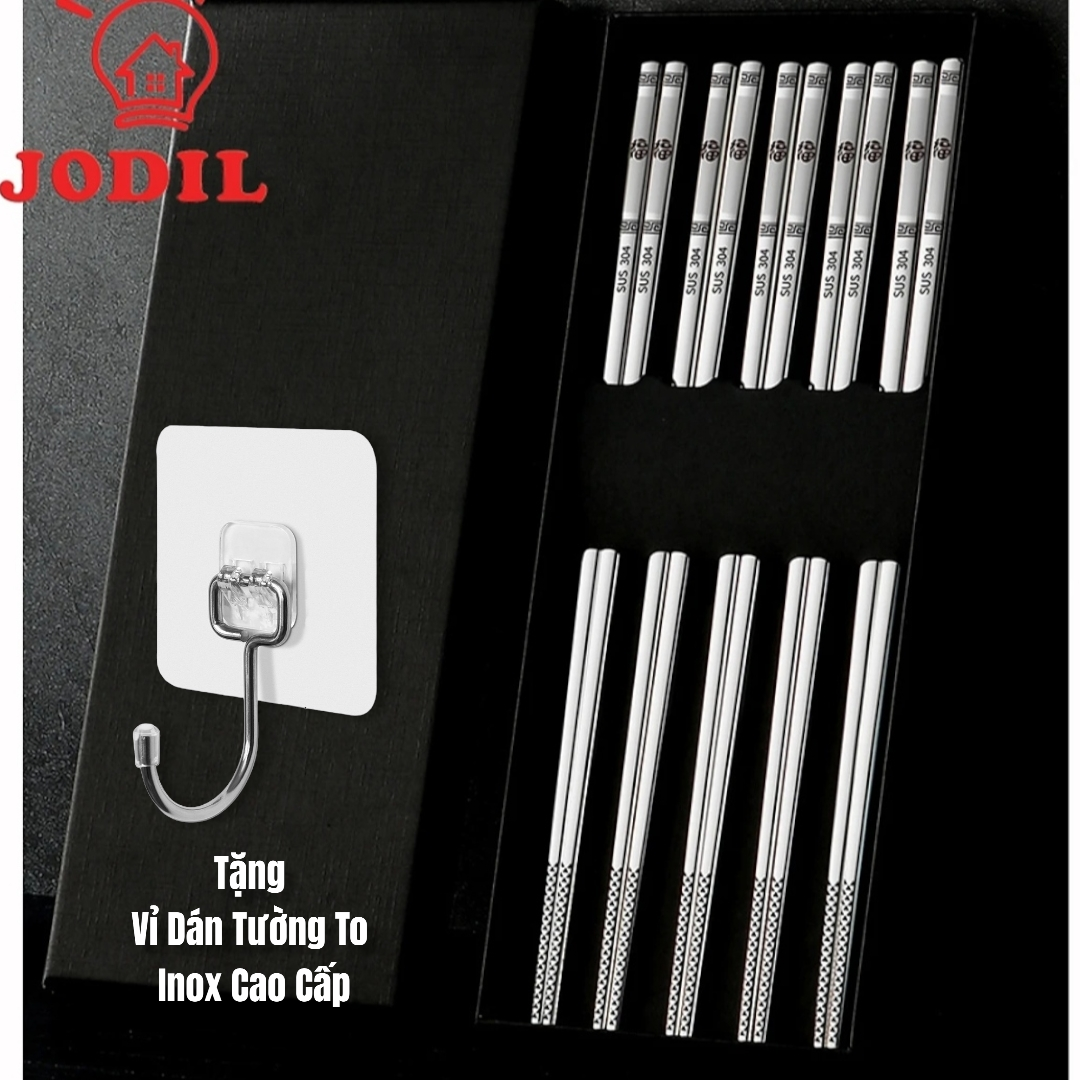 HỘP 10 ĐÔI ĐŨA INOX # 304 - CAO CẤP - SANG TRỌNG - NGUYÊN KHỐI INOX 304