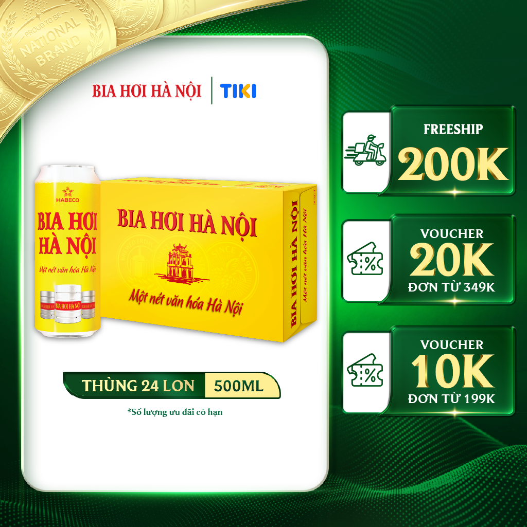 Bia Hơi Hà Nội - Thùng 24 lon 500ml