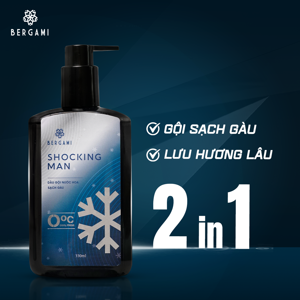 Dầu gội nam Bergami hương nước hoa Shocking Man - Hương nước hoa nam tính - Lịch lãm - Sạch gàu vượt trội