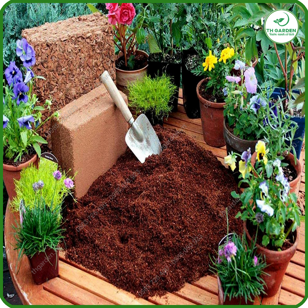 Mụn Xơ Dừa Cao Cấp TH Garden - Xơ Dừa Nén Thay Thế Đất Trồng Cây Chuyên Dụng - Đất Nén Hữu Cơ Mụn Sơ Dừa Bánh Lớn Đã Xử Lý Dùng Trồng Rau, Trộn Đất Trồng Cây