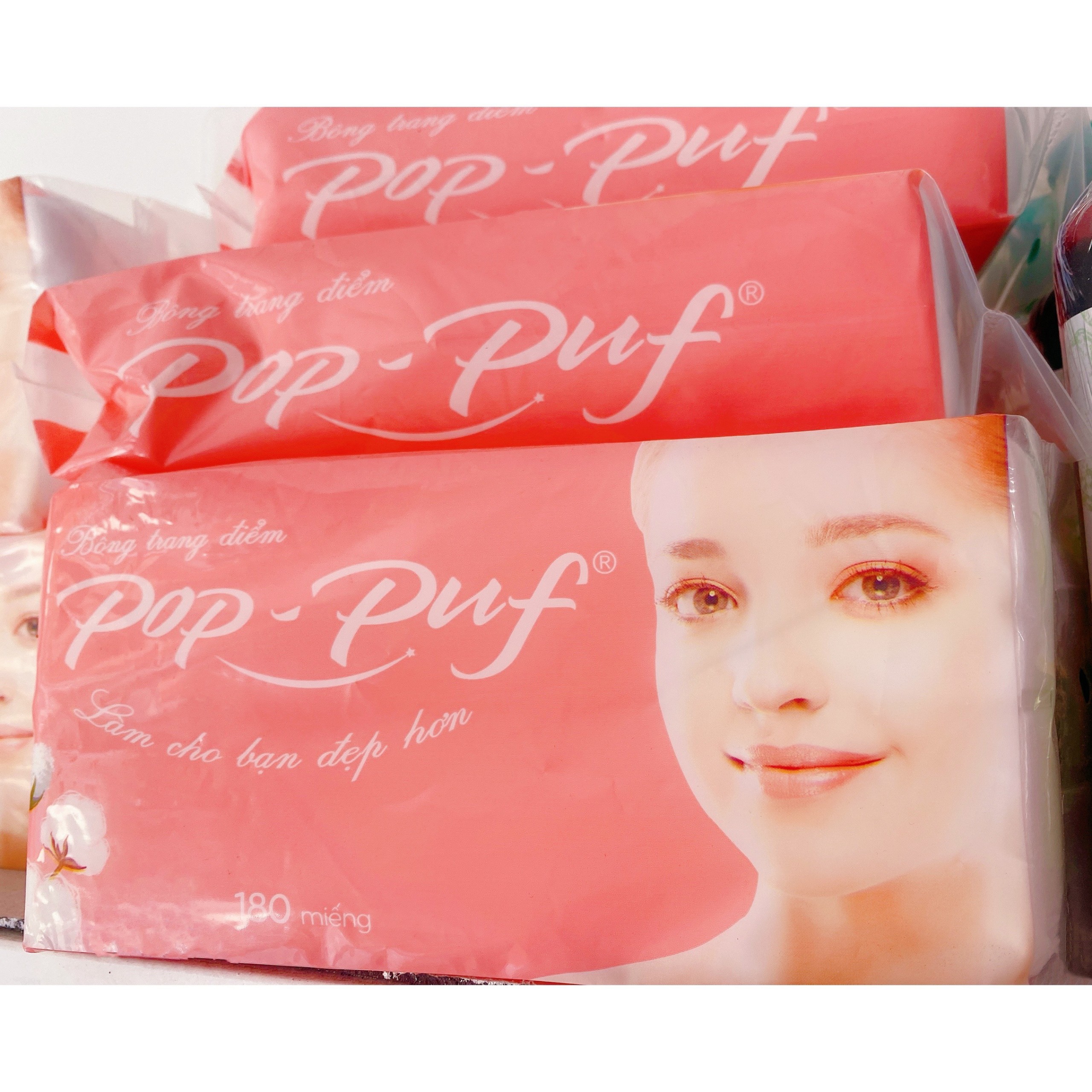 (Sỉ 9) Túi Bông Tẩy Tran Pop-Puf To Bông Mềm Mịn, Làm Sạch DaTốt, Chất Bông 100