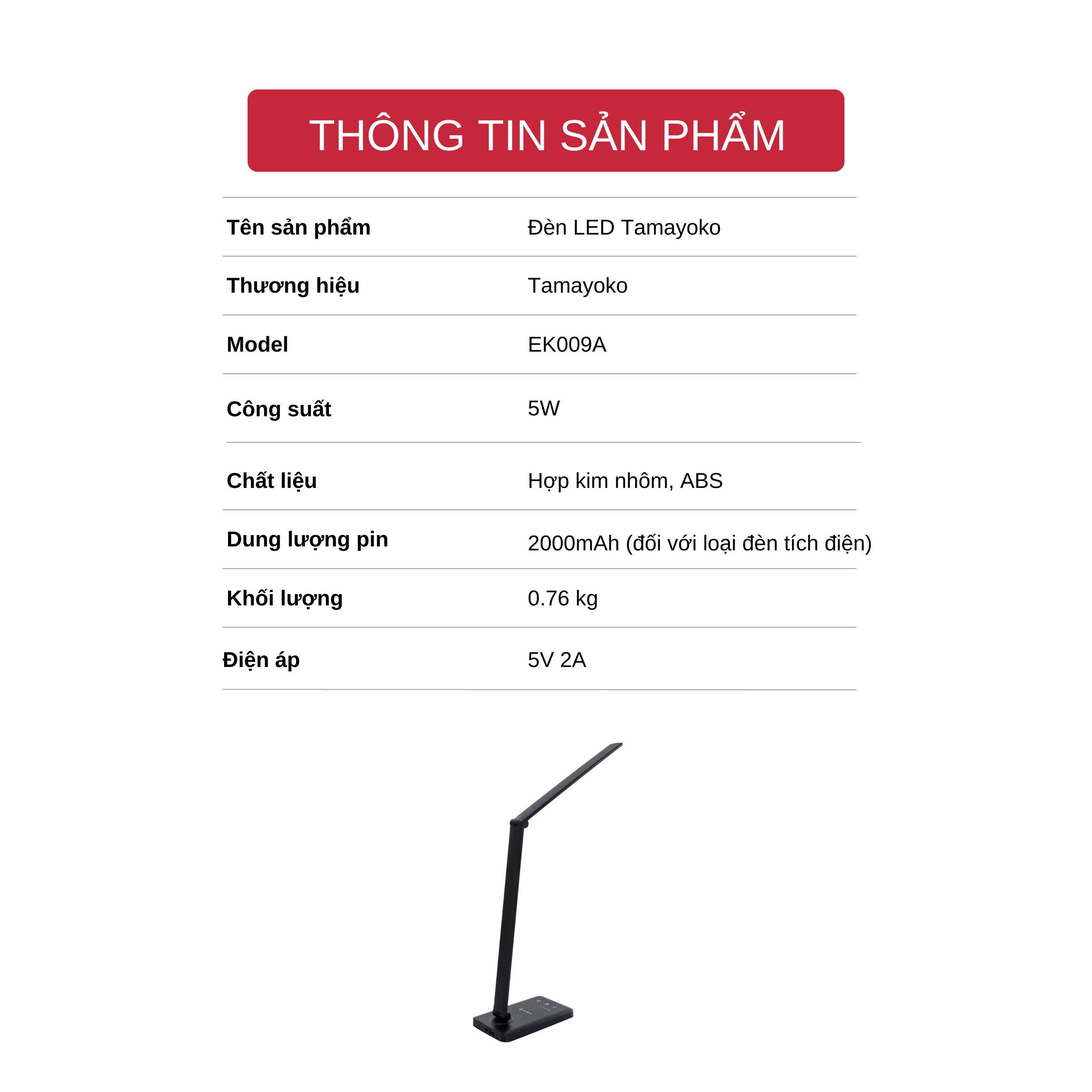 Đèn Bàn Học Đọc Sách, Làm Việc LED Chống Cận eLights, Cảm Ứng Chất Liệu Hợp Kim Nhôm Cao Cấp - Hàng Chính Hãng Tamayoko Model EK009A