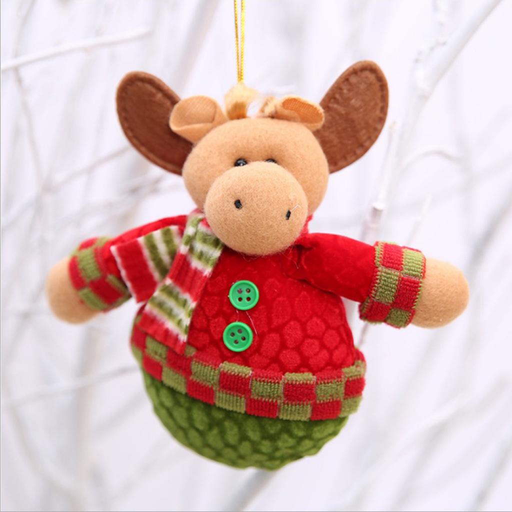 Christmas Santa Snowman Elk Plush Doll Christmas Tree Hanging Decoration A