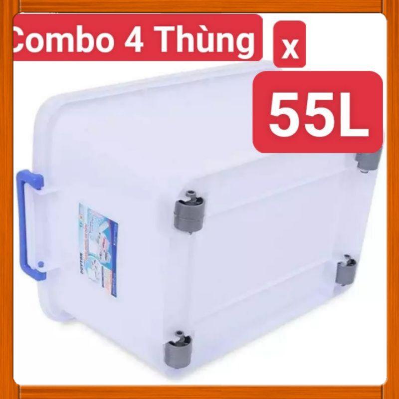 Combo 5 thùng nhựa bánh xe  55L