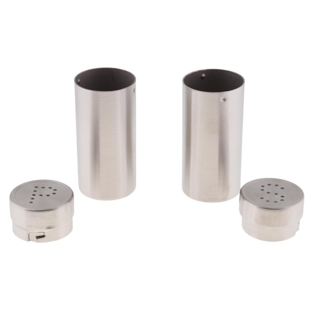 2Set 4Pcs Stainless Steel Salt Pepper Shaker 3.8x8.8cm/1.5x3.5 inch