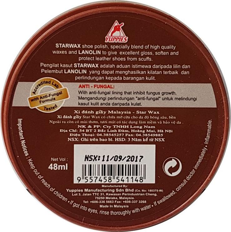 Xi đánh giày nâu YUPPIES Star Wax Shoe Polish 48ml - Brown (Malaysia)