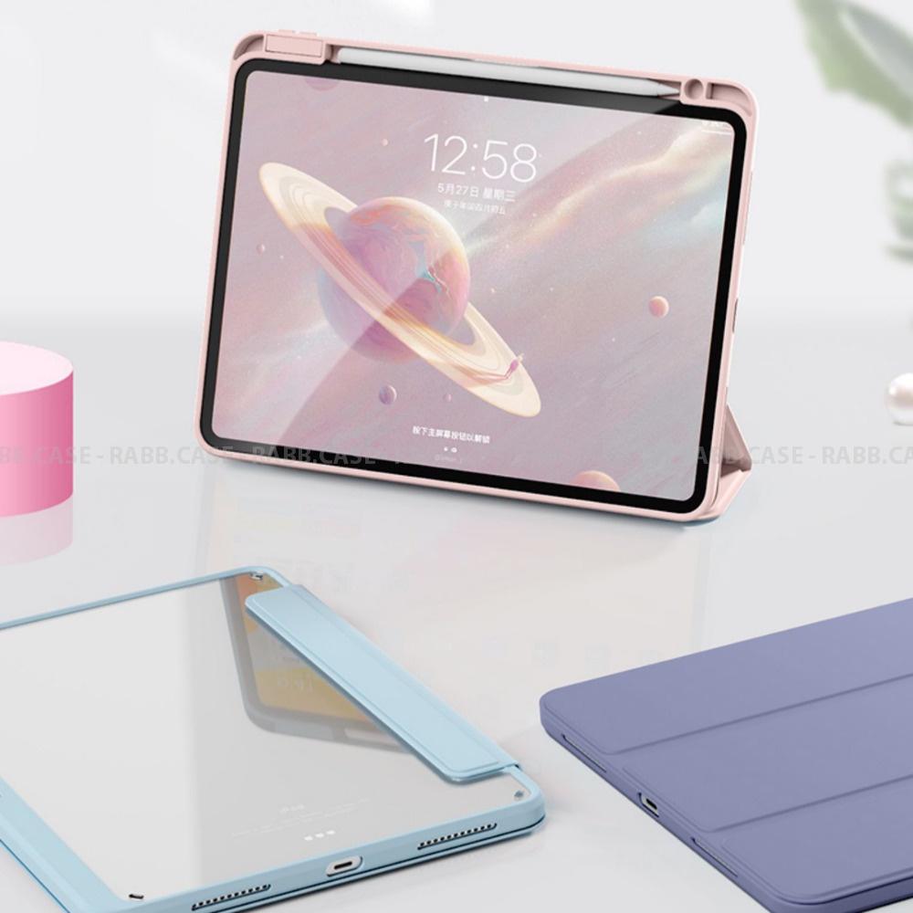 Bao da ốp lưng Tablet có nắp nam châm tháo rời, mặt lưng trong suốt cho Air 4,5, Pro 11 inch, 12.9 inch, Mini 6