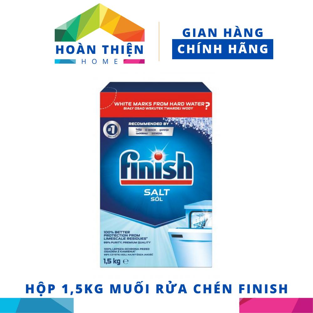 Hộp 1,5kg muối rửa chén Finish Salt ( Hỗ trợ làm mềm nước cho tất cả các loại máy rửa chén gia đình Châu Âu).