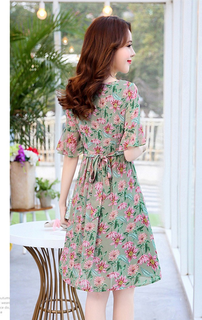 Đầm xòe hoa thanh lịch đơn giản BY4336
