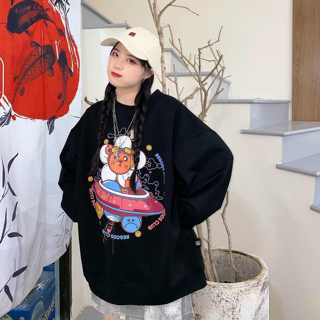Áo khoác Sweater thun nỉ Bông in monkey Form Rộng Unisex Nam Nữ Ulzzang KUN