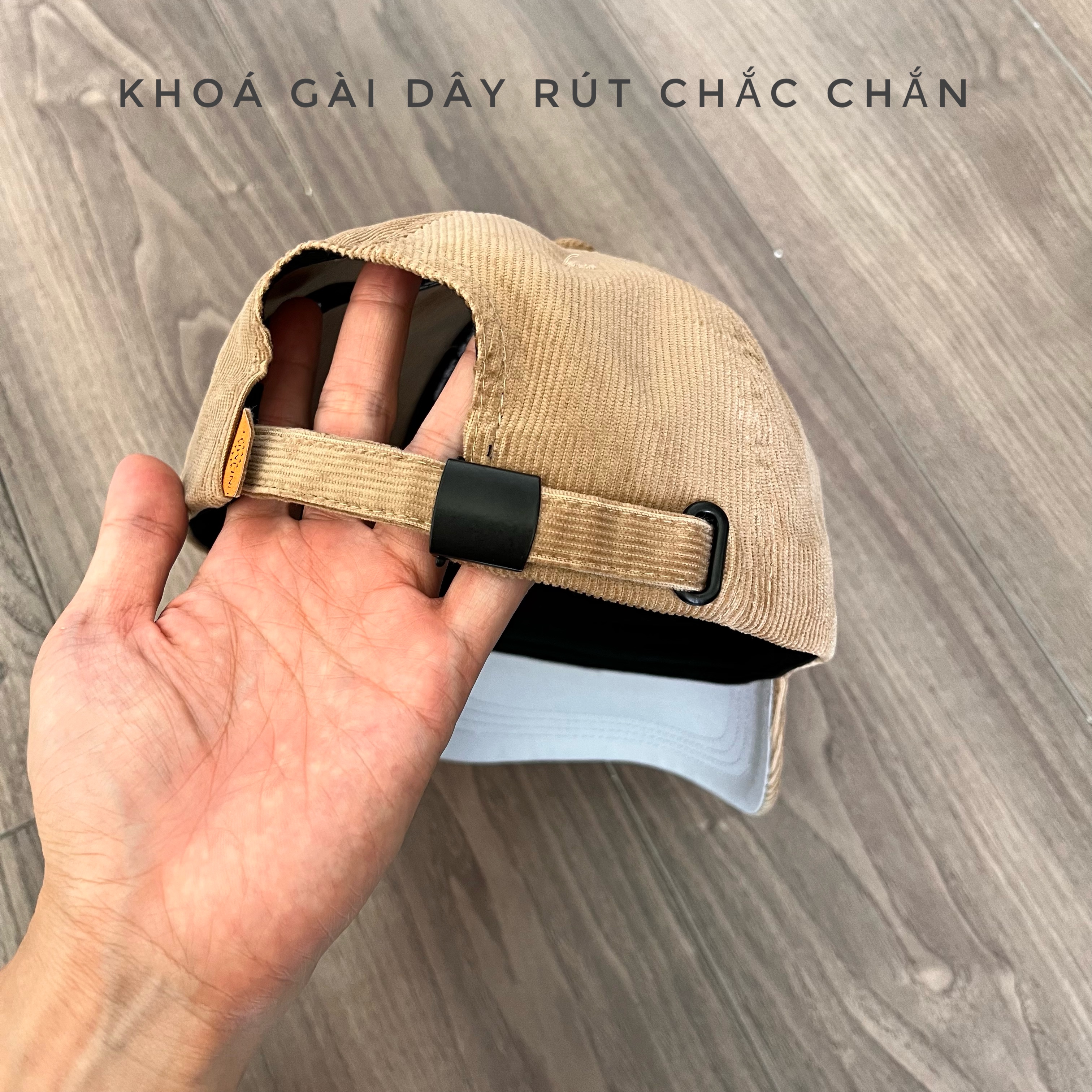 Nón lưỡi trai F chất vải nhung vành cong NGẮN dài 5,5cm màu vàng quai khoá dây Brand One Hat