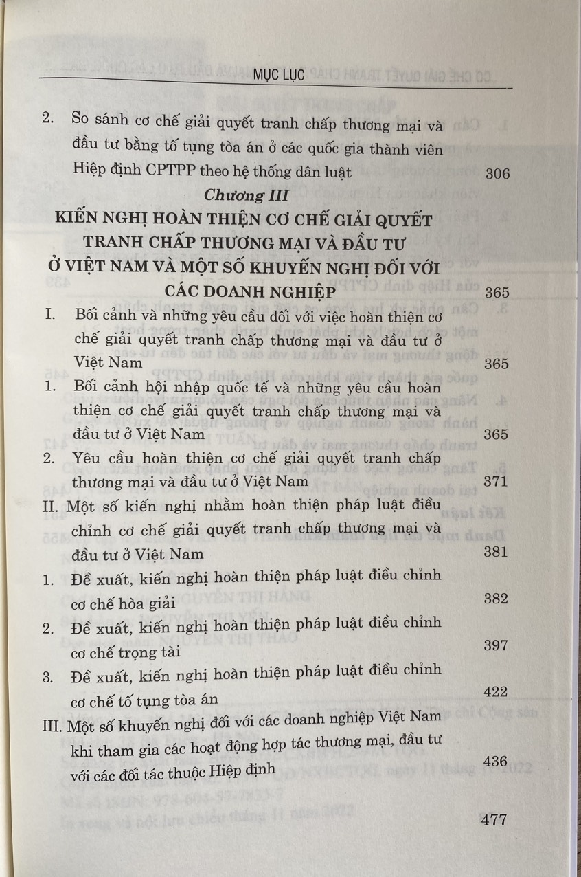 Cơ Chế Giải Quyết Tranh Chấp Thương Mại Và Đầu Tư Ở Các Nước Thành Viên Hiệp Định Đối Tác Toàn Diện Và Tiến Bộ Xuyên Thái Bình Dương (Sách chuyên khảo)