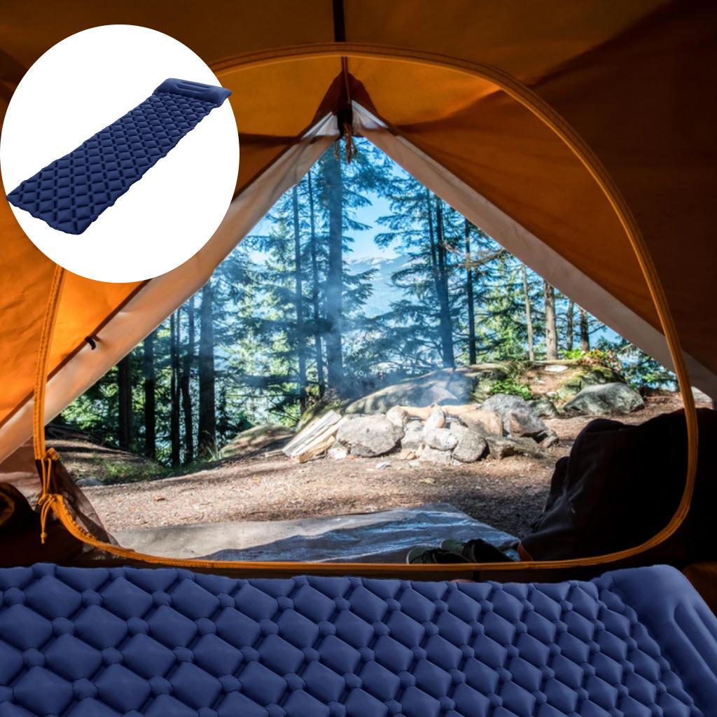 Compact Inflatable Camping Mattress Sleeping Pad with Pillow Nylon+TPU Trekking Travel Air Mat Camping Mat Air Mattress Waterproof Foldable Furniture