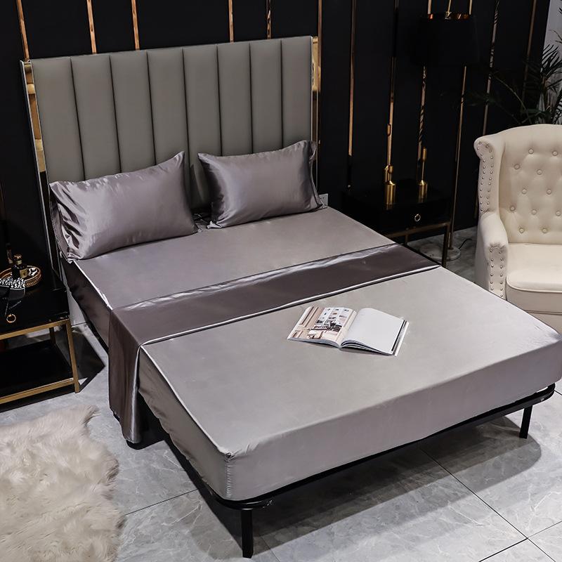 Sang Trọng Satin Trang Bị Giường Lụa Mềm Bọc Nệm Thun Bedsheet Nhà Đơn Đôi Full Nữ Hoàng Vương Kích Thước Tờ