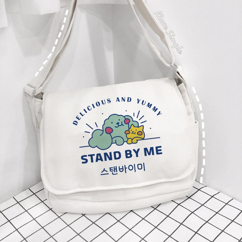 Hình ảnh Túi Tote Canvas Đeo Chéo Nữ Đi Học Stand By Me Phong Cách Hàn Quốc