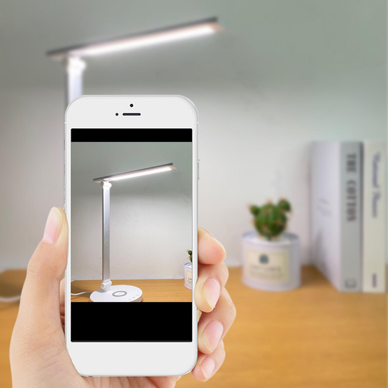 LED Desk Lamp with USB Charging Ports and Wireless Charger - 5 Adjustable Brightness Levels, Touch/Timer Function Reading Light