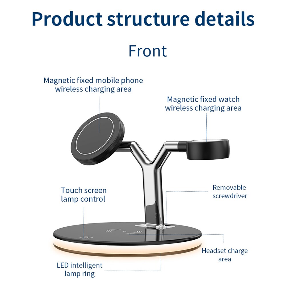 Đế sạc không dây 3 trong 1 kiêm đèn ngủ thông minh Wireless Charging Station