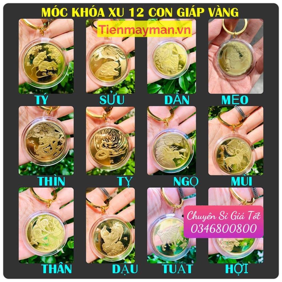 Móc Khóa 12 Con Giáp Đồng Xu Phong Thủy May Mắn