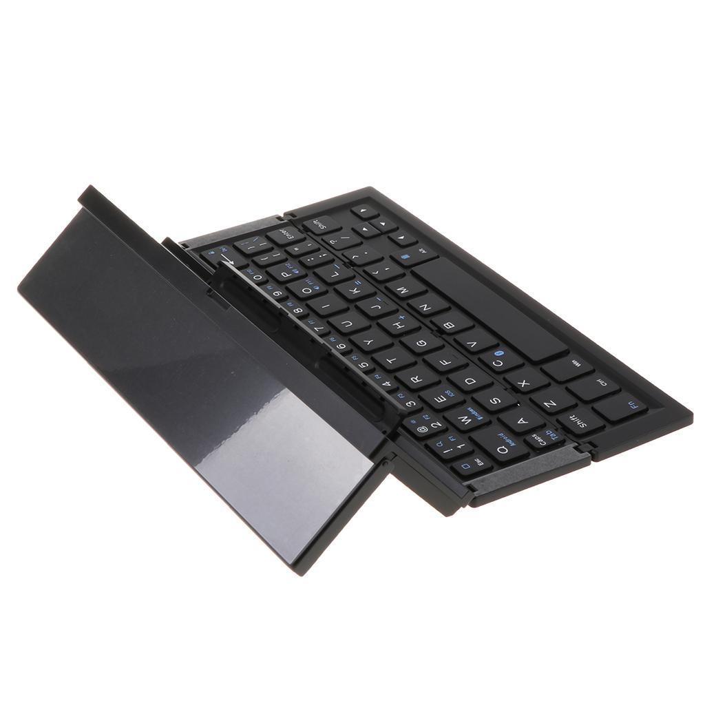 Foldable Tri-fold Bluetooth Keyboard Triple Wireless For PC Folding Black