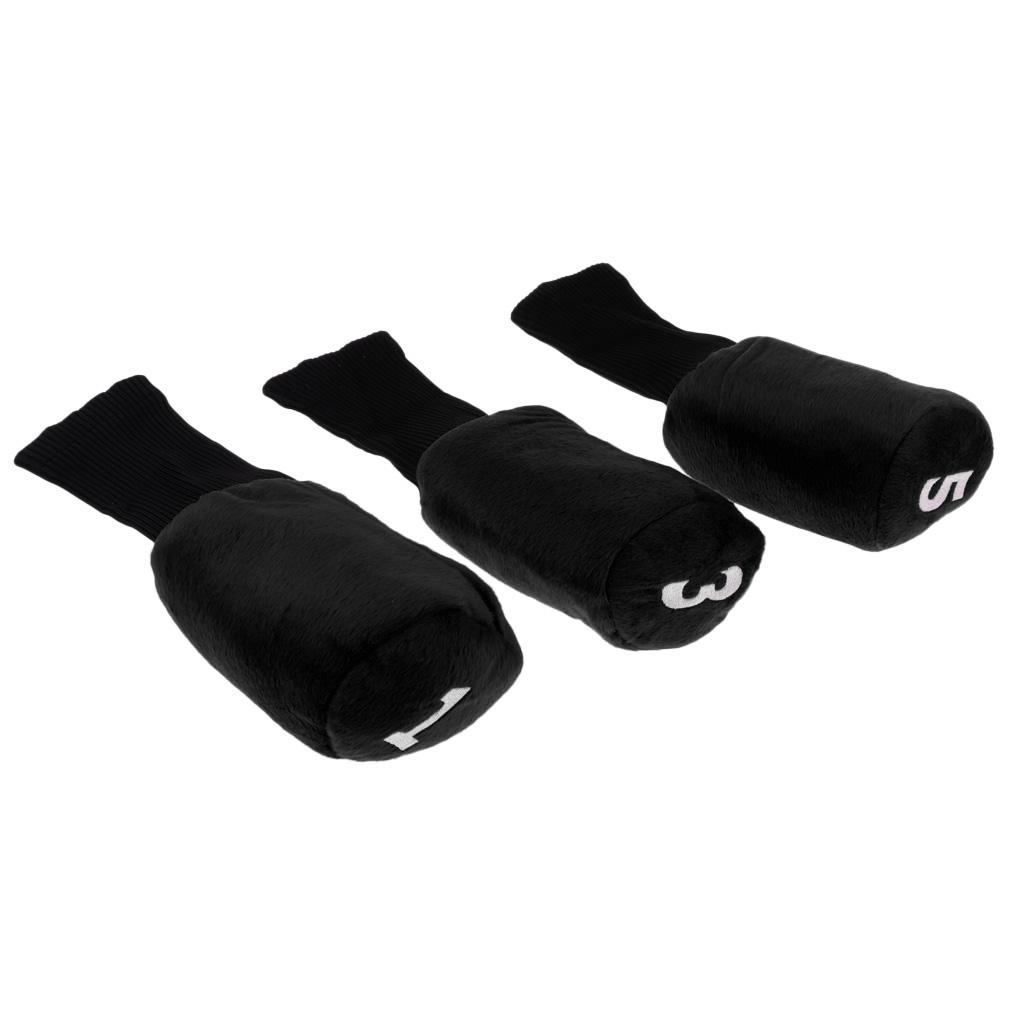 2x3pcs Long Neck Golf Club Head Cover Wood Headcover for Women Black