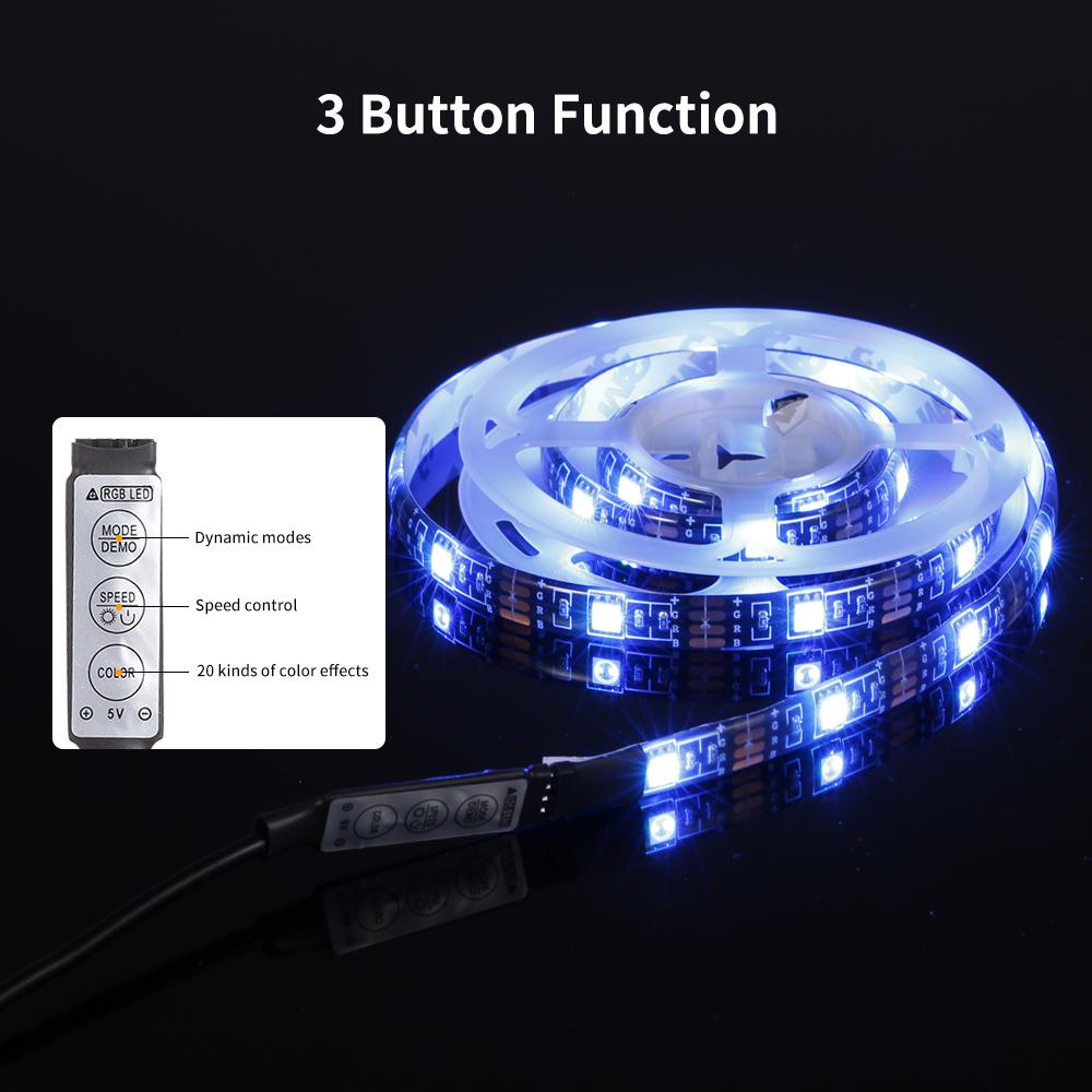 Dải Đèn RGB linh hoạt Điốt băng 5V chiếu sáng nền USB Được cấp nguồn 3 phím