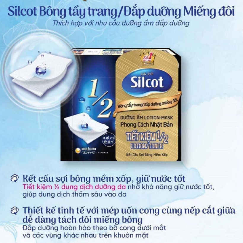 Bộ 2 Bông trang điểm Silcot miếng đôi 40-1807