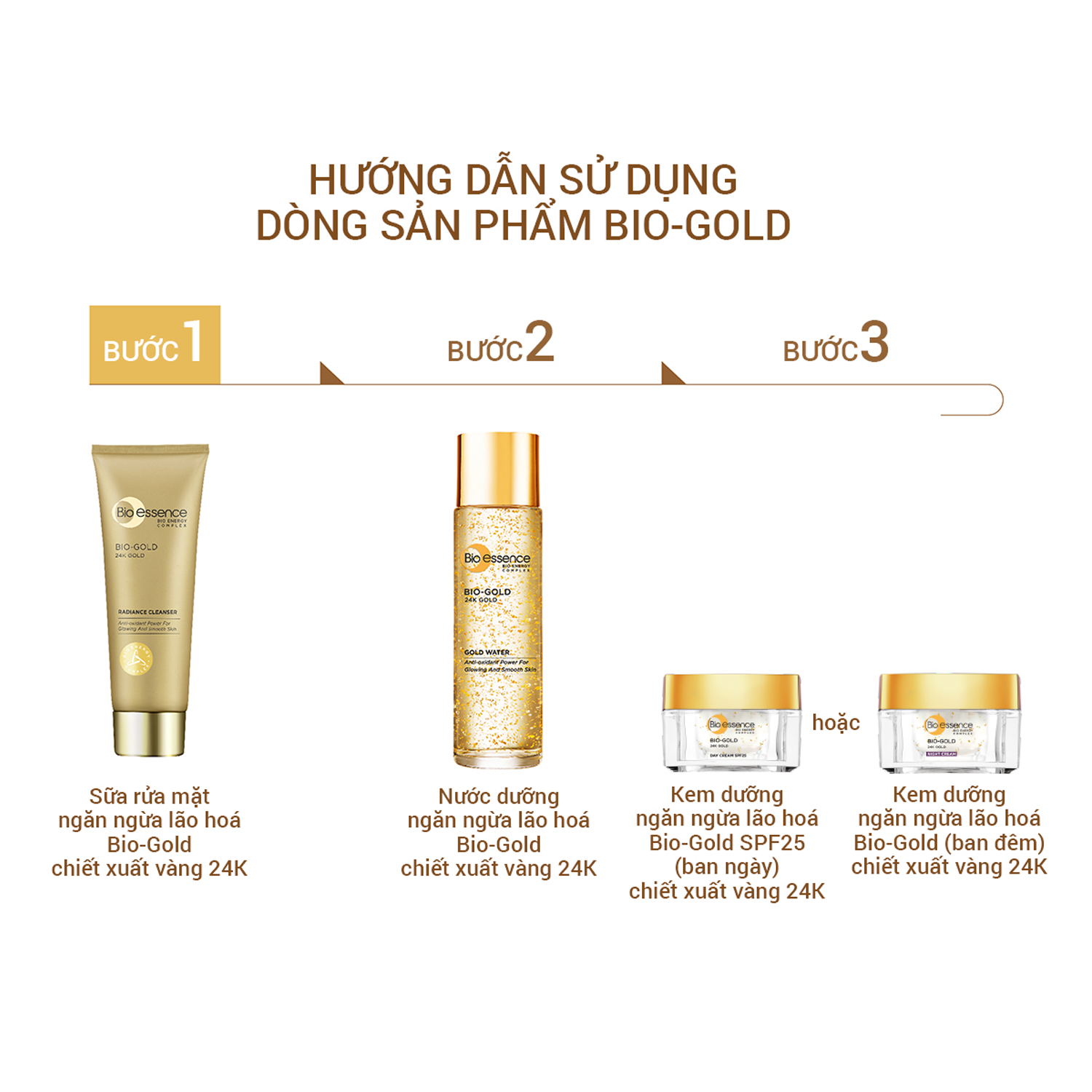 Kem dưỡng ban ngày ngăn ngừa dấu hiệu lão hóa chiết xuất vàng sinh học 24K Bio-Gold Bio-essence 40g