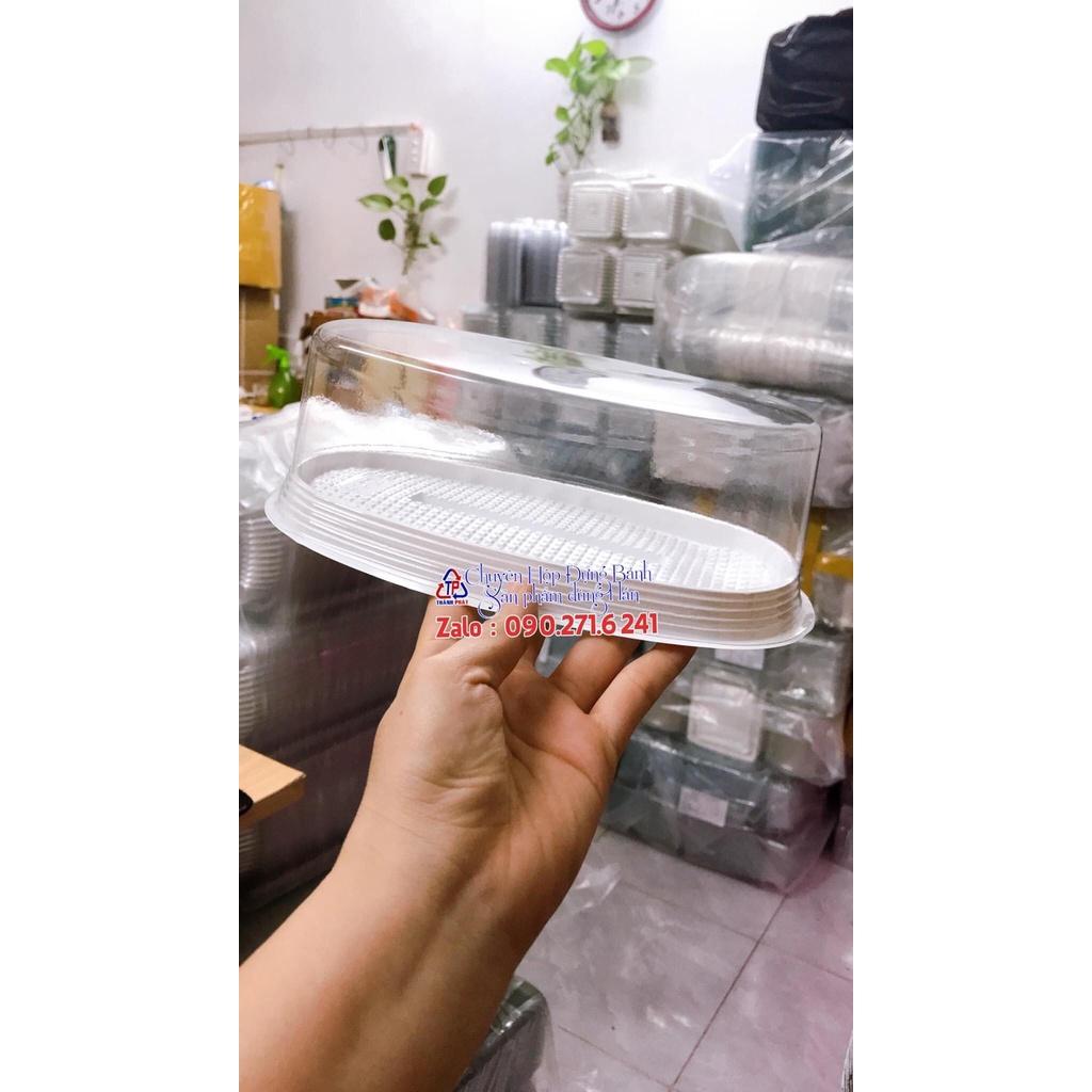 50 Hộp oval đế trắng H12 đựng bánh mì hoa cúc - Hộp oval đựng bánh gato flan