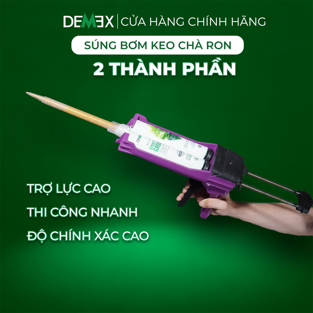 Súng Bơm Keo Chà Ron 2 Thành Phần DEMEX Màu Tím