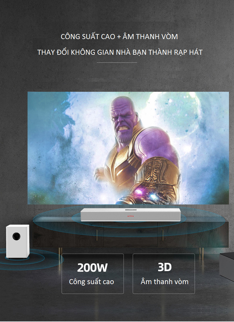 Tặng Dây Audio Quang Mạ Vàng 24K - Loa Soundbar TV Âm Thanh True Surround 5.1 Bluetooth Hát Karaoke L9 Kèm 02 Micro Không Dây - Công suất 200W - Hàng Nhập Khẩu