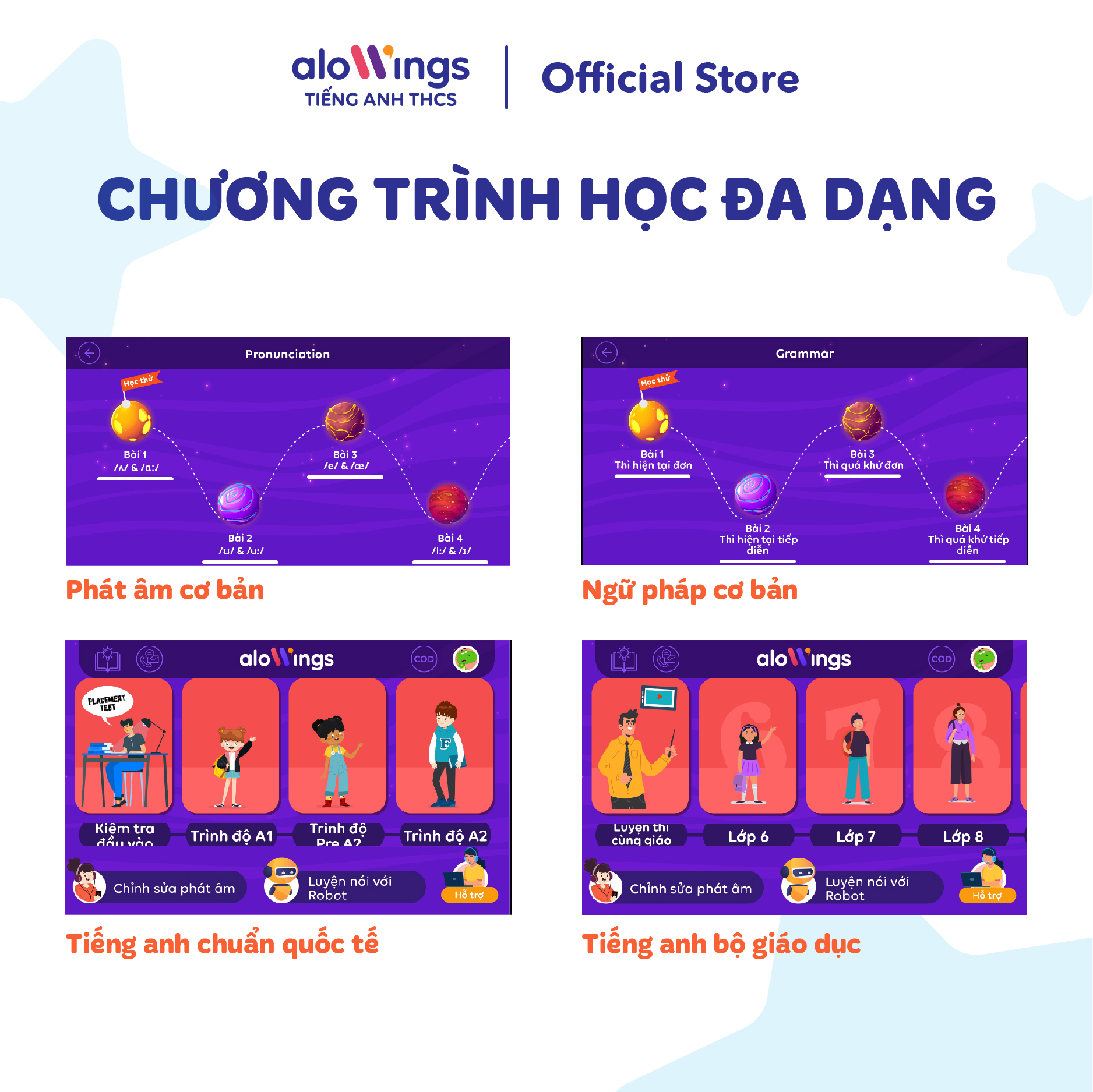 Hình ảnh [Gói 4 năm] Combo ALOWINGS Tiếng Anh và Toán - Ứng dụng học tập chuẩn chương trình Cấp 2 chính quy