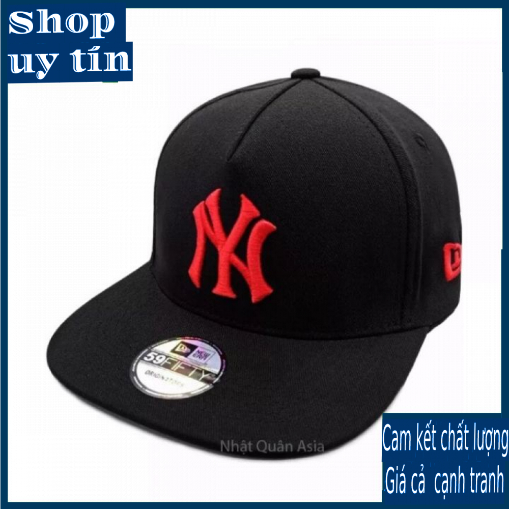 Freeship - MŨ NÓN KẾT LƯỠI TRAI SNAPBACK NY BÍT ĐUÔI THỜI TRANG NAM NỮ CAO CẤP - màu đen chữ đỏ