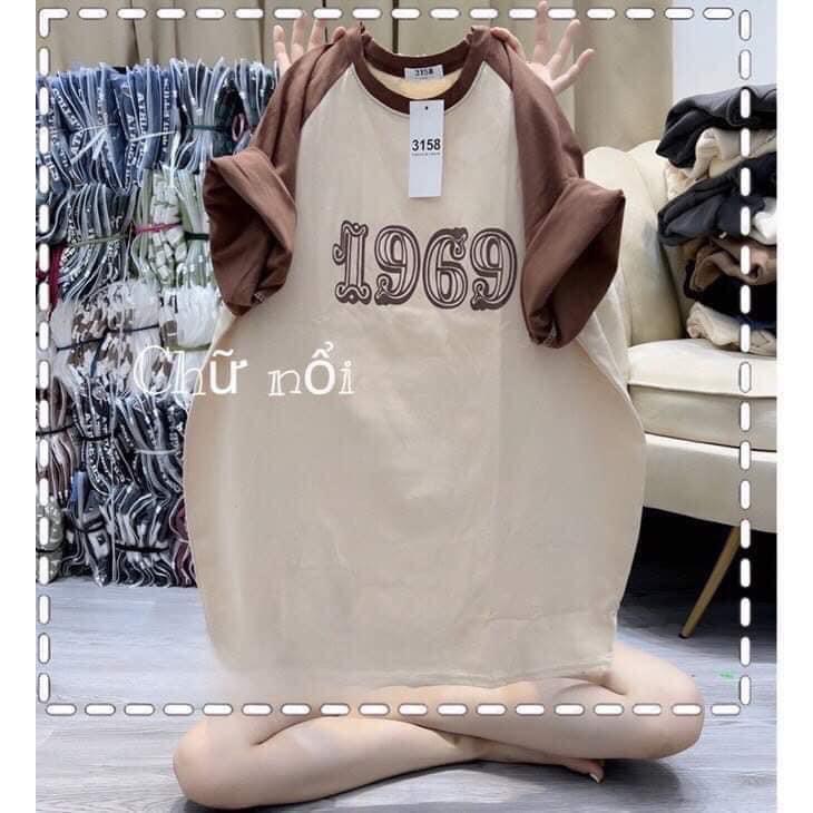 ÁO THUN 3158 PHỐI TAY NÂU KEM VẢI COTTON MÁT MỊN - SP001