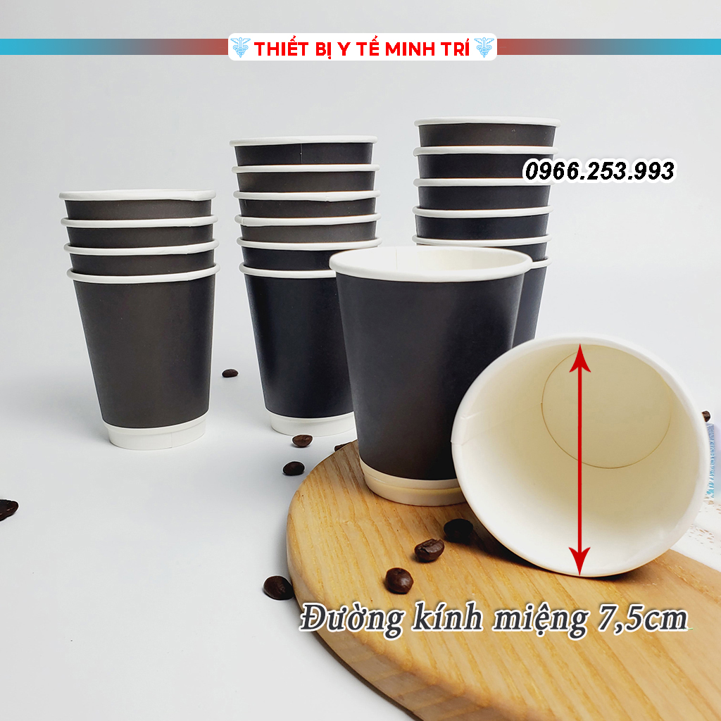 50 Ly giấy, cốc giấy dùng 1 lần 240ml - dày dặn 2 lớp - 8OZ