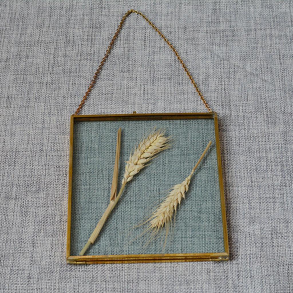 2x Antique Brass Hanging Glass Float Portrait Photo Frames 5x7 inch+4x6 inch