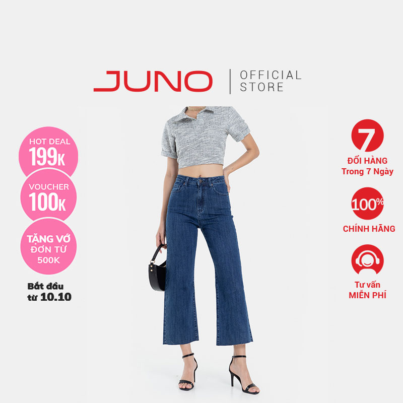 Quần Jean Dài Nữ Thời Trang JUNO Ống Suông JNQDA002