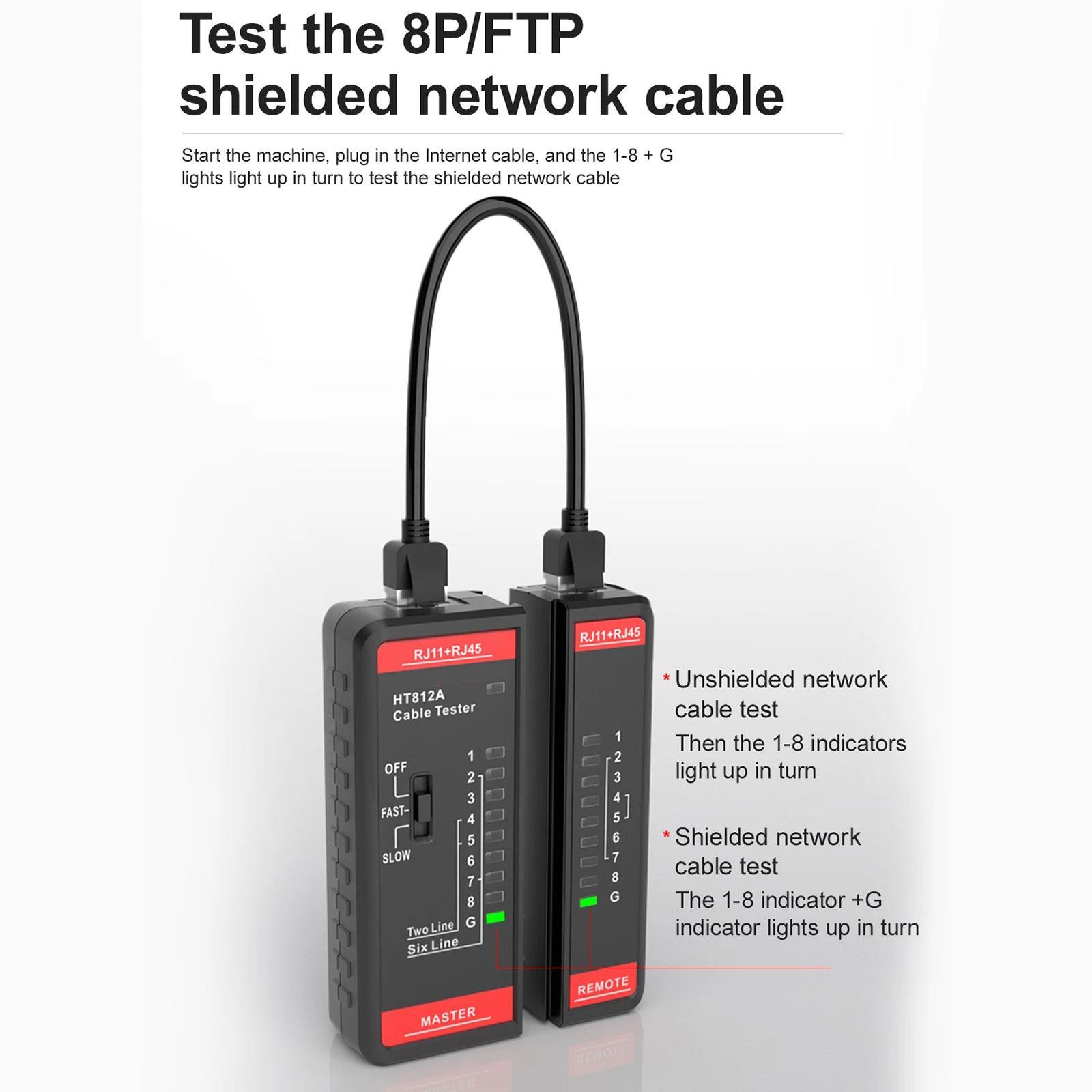 Cable Tester 2P/4P/6P/8P Cable Recognize Network Testing Tool Shielded Cable Measurement Telephone Line Test Meter