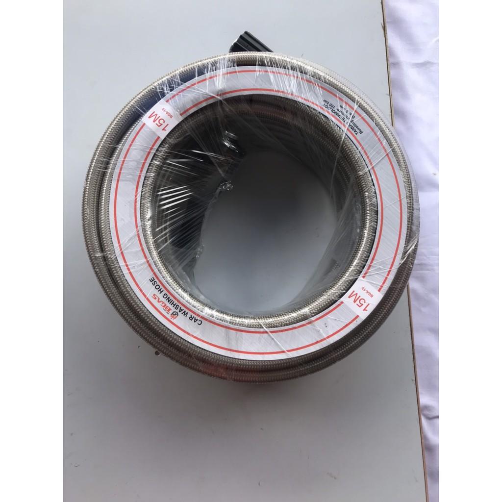 Dây xịt rửa xe áp lực cao 2 đầu ren trong 22mm Dây rửa xe 15M sử dụng cho máy xịt rửa gia đình