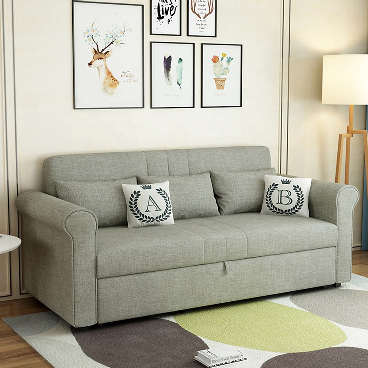 Sofa giường kéo Tundo thông minh màu xám nhạt