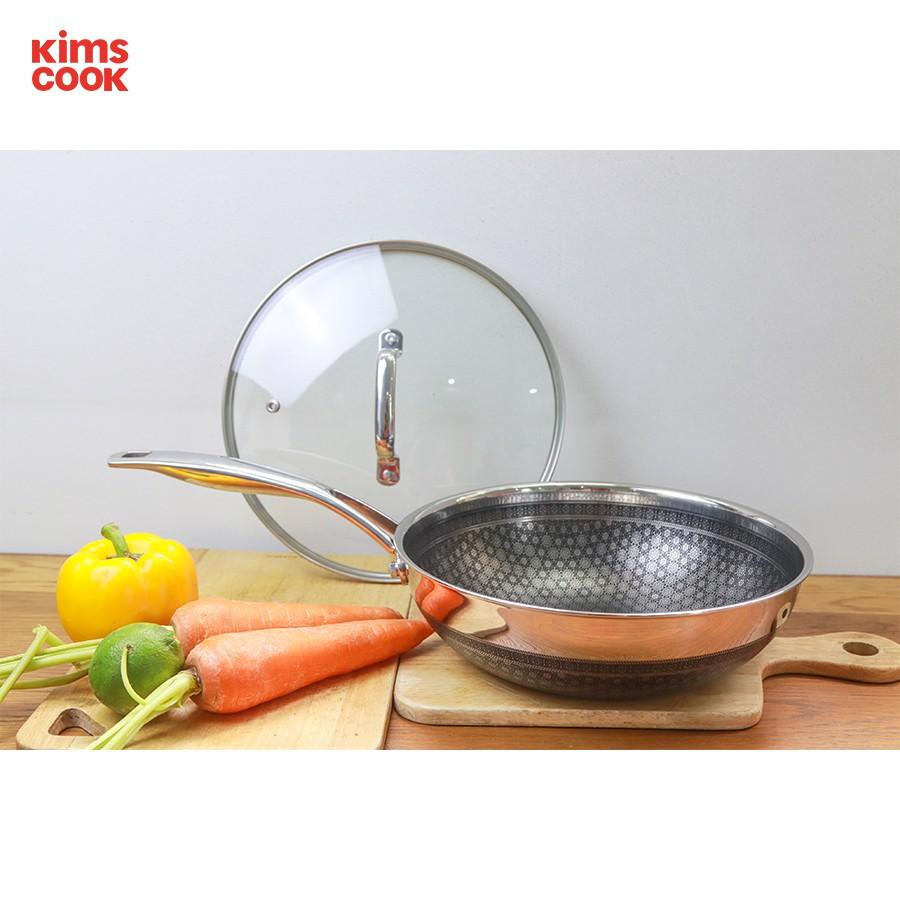 Chảo chống dính 2 mặt sâu lòng inox 304 BLACKCUBE KimsCook dòng noonsong 3 lớp đúc liền đáy liền cào không xước,siêu bền