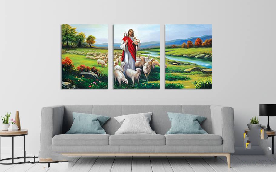 Bộ 3 Tranh Chúa Jesus Và Đàn Cừu